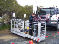 60 Metre Cherry Picker being used for beaming TV signals for the motorbike cameras.